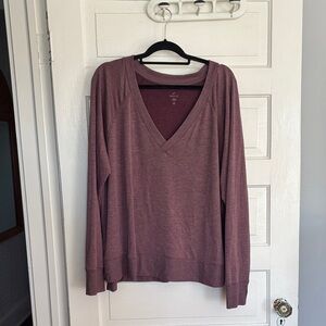Free Fly Cozy V-Neck Long Sleeve Pullover - Dusty Plum